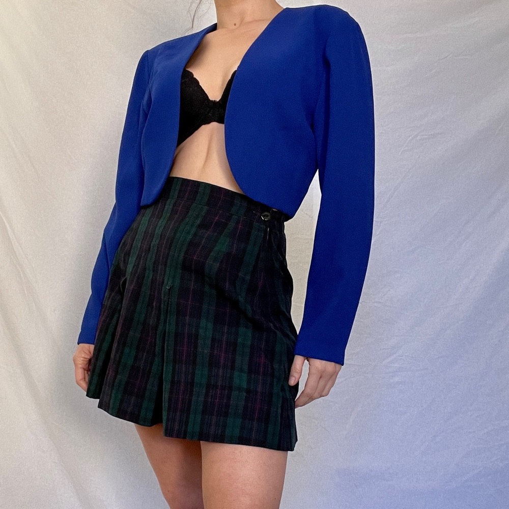 Vintage 80s cobalt blue bolero blazer - Picture 1 of 3